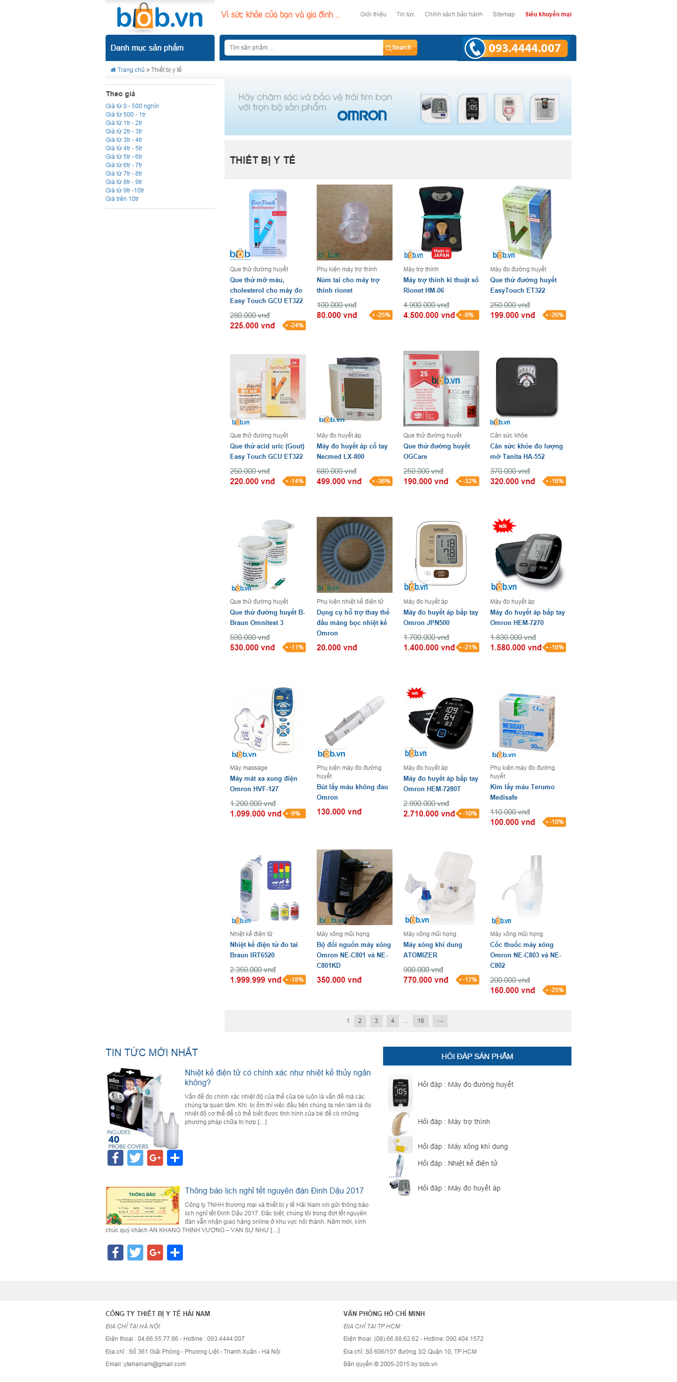 Thiết kế Web thiết bị y tế, dụng cụ y tế bob.vn